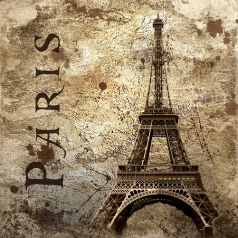Vintage view of Paris on the grunge background